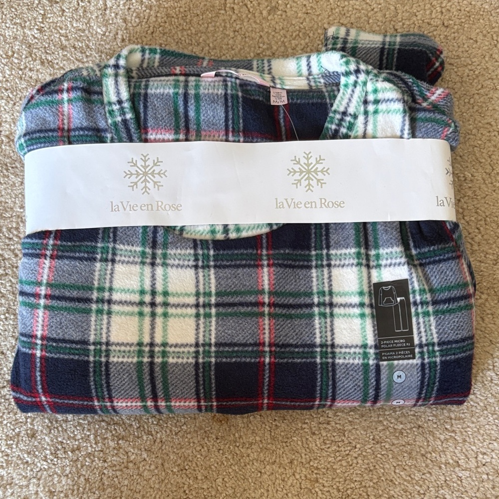 La Vie En Rose Tartan Pajama Set - Red, Green, Blue